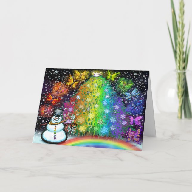 Christmas Interwoven Rainbow Party Card (Front)