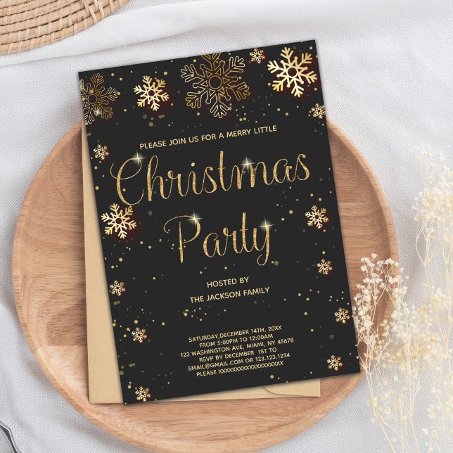 Christmas Invitation, Holiday Invitation (Glitter Snow Christmas Invitations)