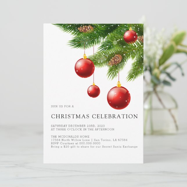 Christmas Invitation Printable, Modern Christmas  (Standing Front)