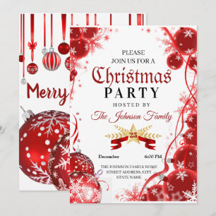 Christmas Invitation   red ornament Invitation