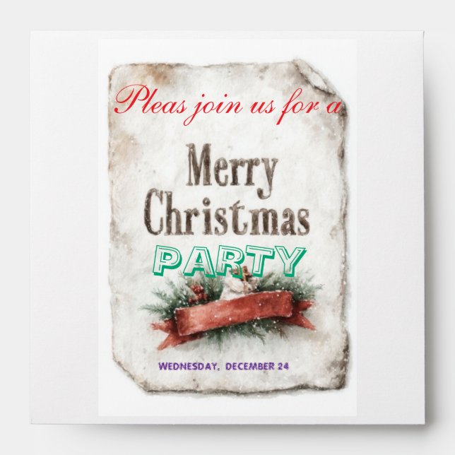 christmas invitations cards envelope (Front)