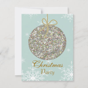 Christmas Invitations with ornaments and snowflake