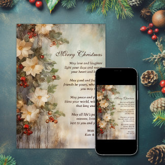 Christmas Irish Blessing | Pretty Winter Flower Holiday Card