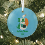 Christmas Irish Flag Snowman Glass Ornament<br><div class="desc">Add a classic,  yet personal,  touch to your holiday décor with this eye-catching Christmas Irish Flag Snowman Glass Ornament.</div>