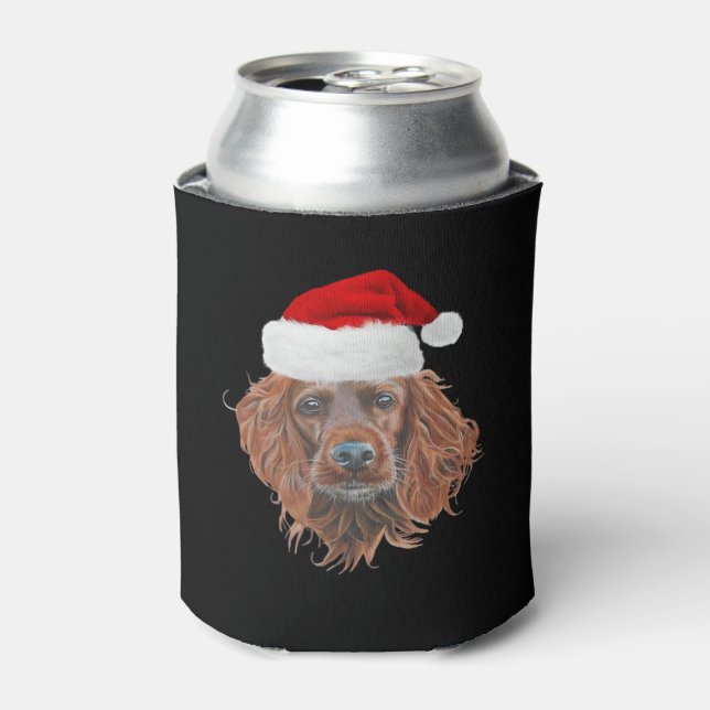 Christmas Irish Setter Classic T-Shirt Can Cooler (Can Front)