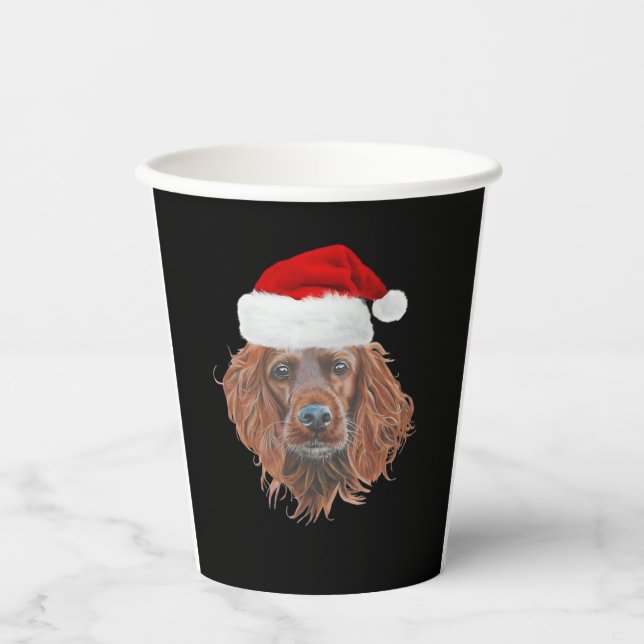 Christmas Irish Setter Classic T-Shirt Paper Cups (Front)