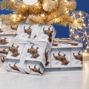 Christmas Irish Setter Making a Snow Angel Wrapping Paper