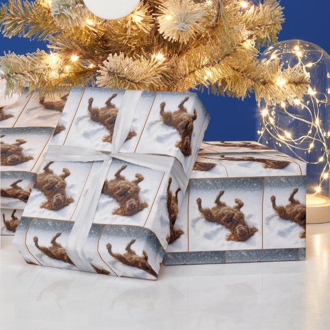 Christmas Irish Setter Making a Snow Angel Wrapping Paper (Holidays)