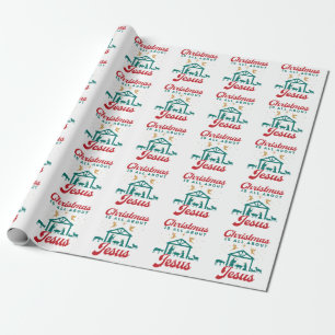 Christmas Is All About Jesus Nativity Scene Wrapping Paper
