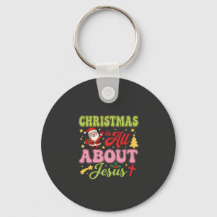 Christmas Is All About Jesus Retro Keychain