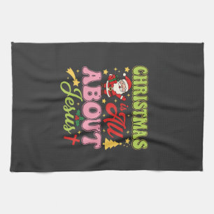 Christmas Is All About Jesus Retro Kitchen Towel