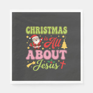 Christmas Is All About Jesus Retro Napkin