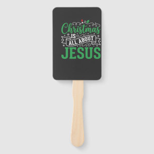 Christmas Is All About Jesus Typography Hand Fan