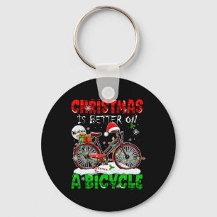 Christmas Is Better On A Bicycle Santa Cyclist Col Keychain