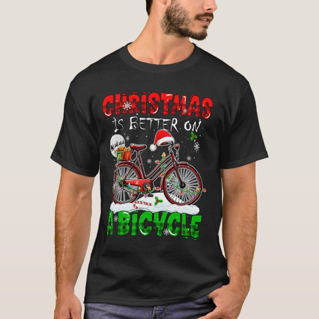 Christmas Is Better On A Bicycle Santa Cyclist Col T-Shirt (Front)
