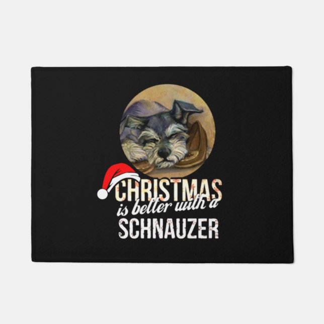 Christmas Is Better With  A Schnauzer Doormat (Front)