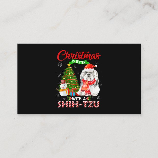 Christmas Is Better With A Shih Tzu Santa Hat Ligh Enclosure Card (Front)