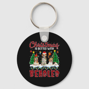 Christmas Is Better With Beagles Santa Elf Reindee Keychain