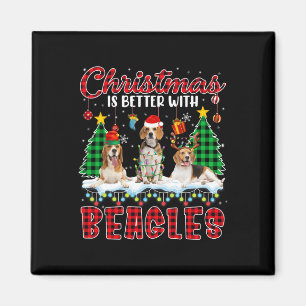 Christmas Is Better With Beagles Santa Elf Reindee Magnet