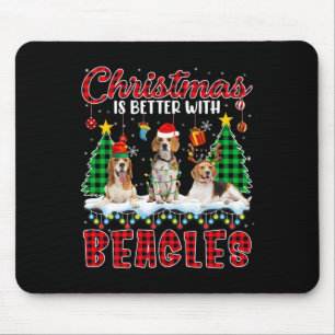 Christmas Is Better With Beagles Santa Elf Reindee Mouse Pad