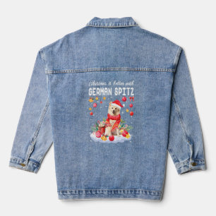 Christmas Is Better With German Spitz Funny Dog Denim Jacket