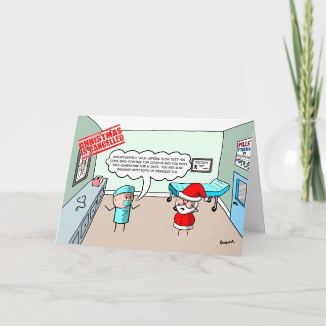 Christmas is Canceled - Santa Fails Lateral Flow  Holiday Card (Front)