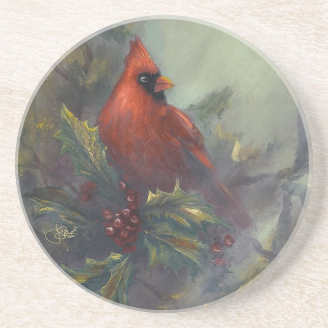 "Christmas Is Coming" Cardinal Coaster (Front)