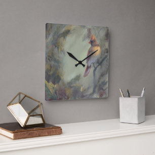 "Christmas Is Coming" Cardinals Square Wall Clock