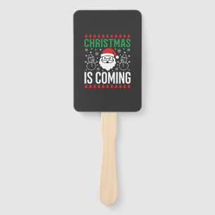 Christmas Is Coming Santa Snowman Hand Fan