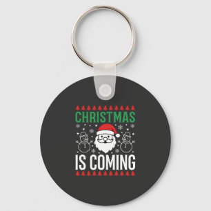 Christmas Is Coming Santa Snowman Keychain