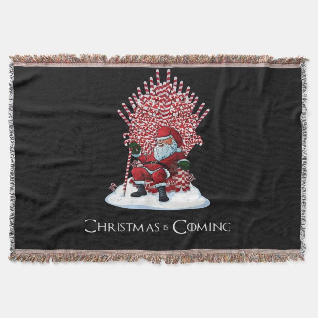 Christmas is coming throw blanket (Front)