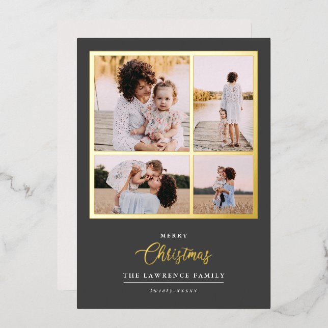 Christmas is Gold | Mint Modern 4 photo holidays  (Front/Back)