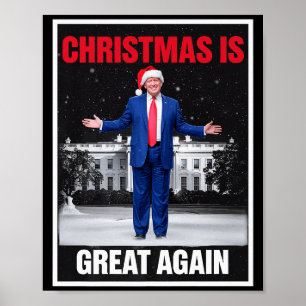 Christmas Is Great Again Xmas Pajamas Funny Trump  Poster