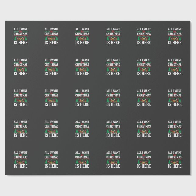 Christmas Is Here Holiday Tree Gift Wrapping Paper (Flat)
