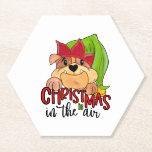Christmas is in the Air - Bulldog Lovers Paper Coaster