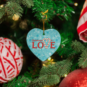 Christmas is Love Snowflake Personalized Ceramic Ornament