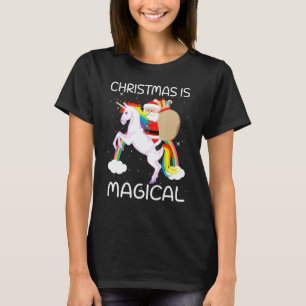 Christmas Is Magical Santa Claus Riding Unicorn  5 T-Shirt