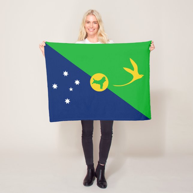 Christmas Island Flag Fleece Blanket (In Situ)