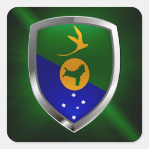 Christmas Island Mettalic Emblem Square Sticker