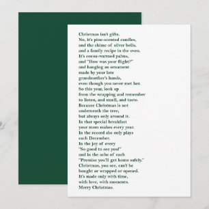 Christmas Isn't Gifts (Green) Non Photo Poem Card