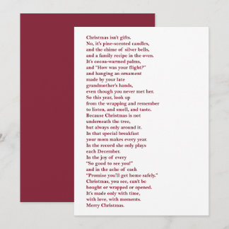 Christmas Isn't Gifts Non Photo Holiday Poem Card