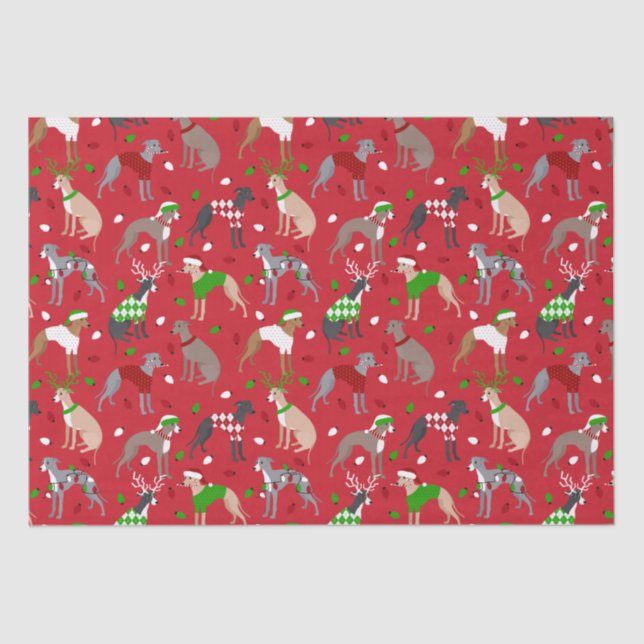 Christmas Italian Greyhound Dog Tissue Paper (Front)