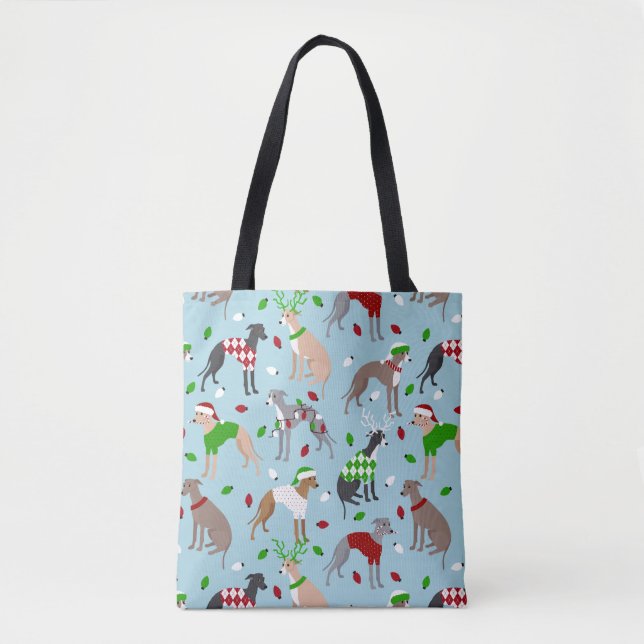 Christmas Italian Greyhound Dog Tote Bag (Front)