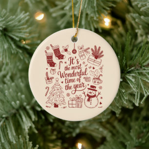 Christmas It's The Most Wonderful Time Of The Year Ceramic Ornament