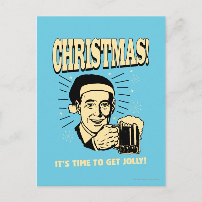 Christmas: It's Time To Get Jolly Holiday Postcard (Front)