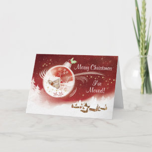 Christmas, I've Moved, Bauble with House inside Holiday Card
