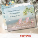 Christmas I've Moved Ocean Beach Budget Move Announcement Postcard<br><div class="desc">I've Moved Watercolor Beach -- peaceful and gentle scene with two beach chairs.  Just waiting for you to come visit.  Lots to personalize on this card as well as sending best wishes for the holidays.</div>