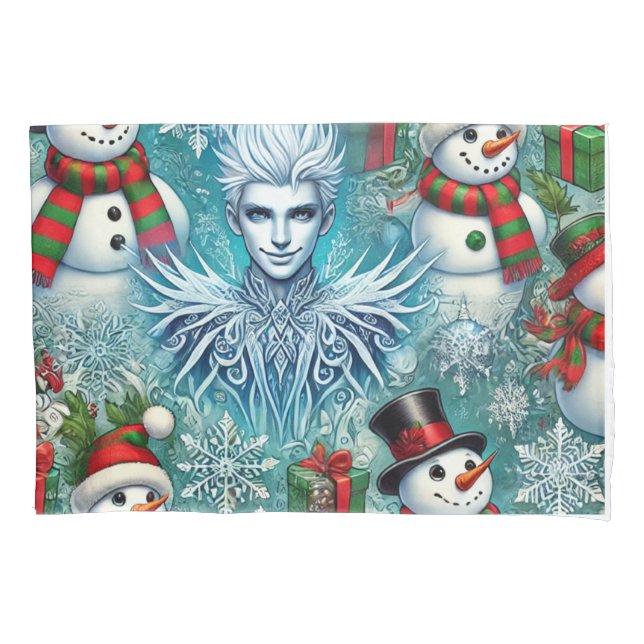 christmas jack frost and snowman pillowcase (Front)