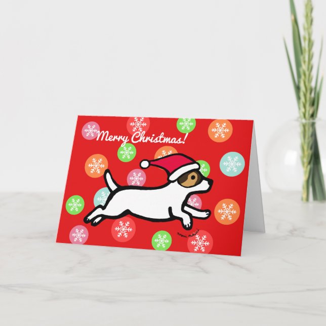 Christmas Jack Russell Terrier Running 2 Card (Front)
