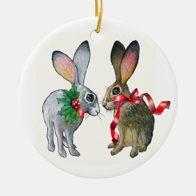 Christmas Jackrabbits Ornament (Front)